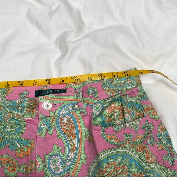 Lauren Ralph Lauren women's straight-leg pants pink/ green paisley print Sz 8 - Picture 9 of 9